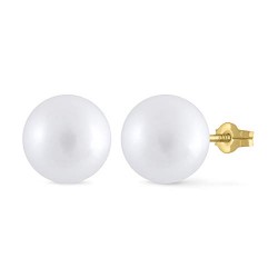 Pendientes oro de ley con perla cultivada natural de 3-4-5-6-7-8-9-10 milímetros, con cierre de presión o rosca de seguridad. El