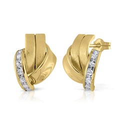 Pendientes oro18k, mujer, modelo bandas de oro y banda de piedras con cierre de presión de calidad