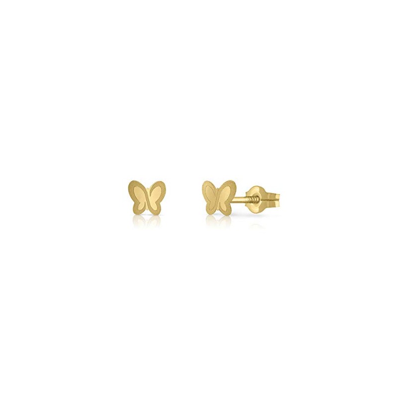 Pendientes Mariposa Nácar 7 MM Oro Amarillo 18 K