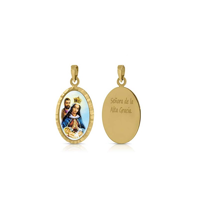 ROSA DI MANUEL Medalla Virgen comunión en Oro 18 k,para Mujer, niña Unisex. Medida 12 x 18 milímetros. Elija la suya.Pilar, Roci