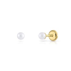 Pendientes oro 18k, bebe recien nacida, niña o mujer, modelo clásico perla cultivada natural DE calidad. de 3-4-5-6-7-8 milímetr