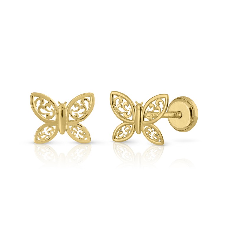pendientes de oro diseño mariposa
