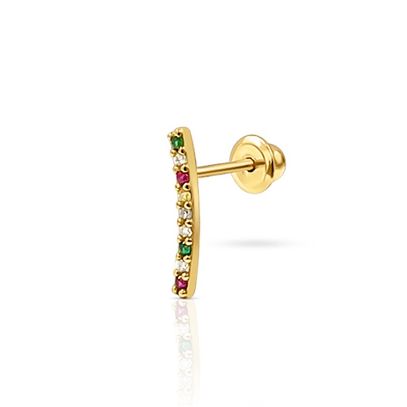 Piercing Barrita Multicolor en Oro 9K Piercing Barrita Multicolor en Oro 9K